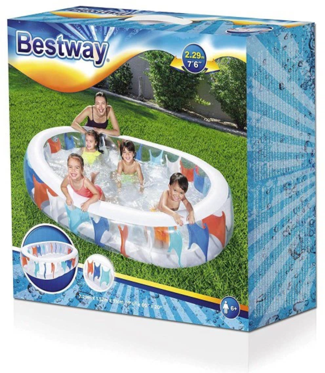 54066 Bestway בריכה מתנפחת אליפטית שפה לבנה 229X152X51 ס