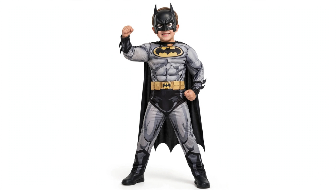 תחפושת באטמן לילדים עם מסכה וגלימה | Batman Bodysuit
