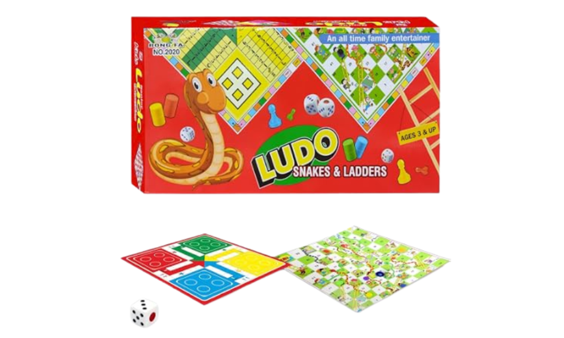 משחק קופסה כפול: סולמות ונחשים + לודו  (Ludo)