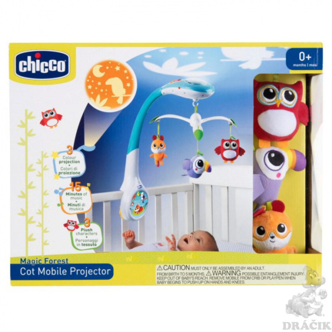 מובייל מוזיקלי היער הקסום עם מקרן Chicco