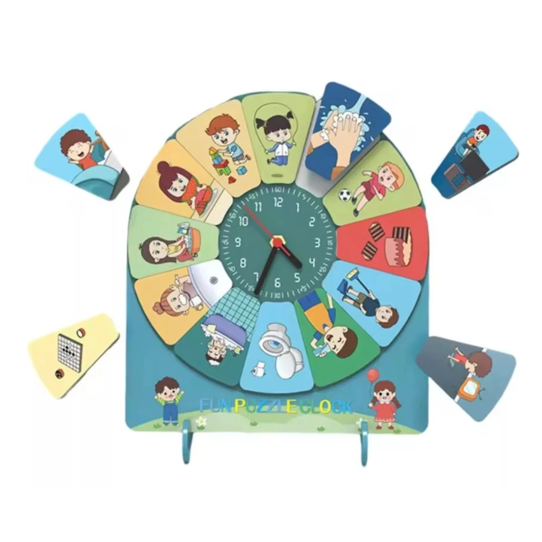 משחק עץ - שעון ופעולות Fun Puzzle Clock