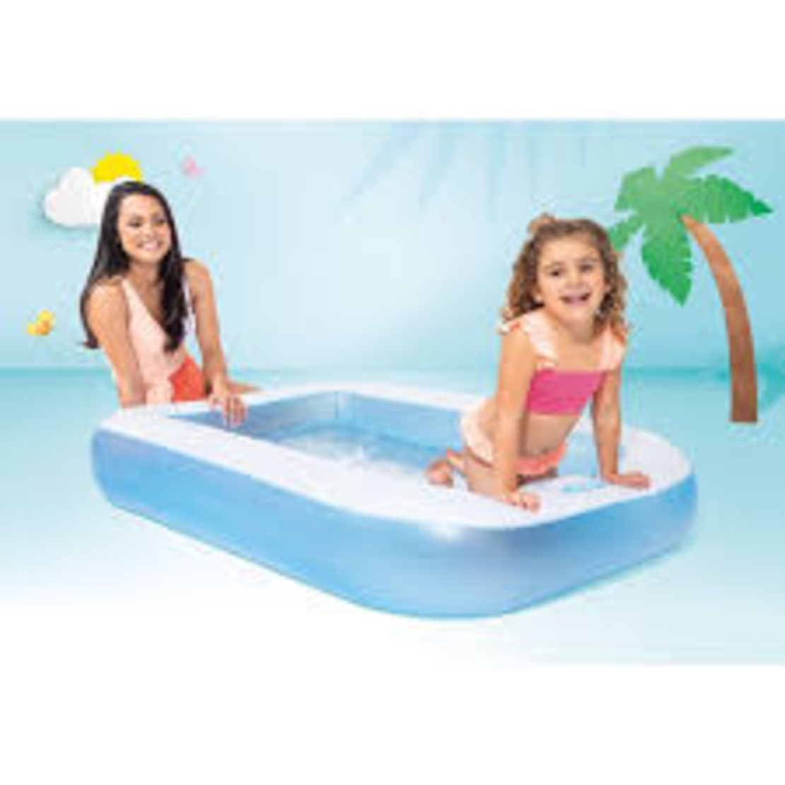 حوض سباحة مستطيل الشكل بقاعدة قابلة للنفخ، أبعاده 166 × 100 × 25 سم INTEX  57403