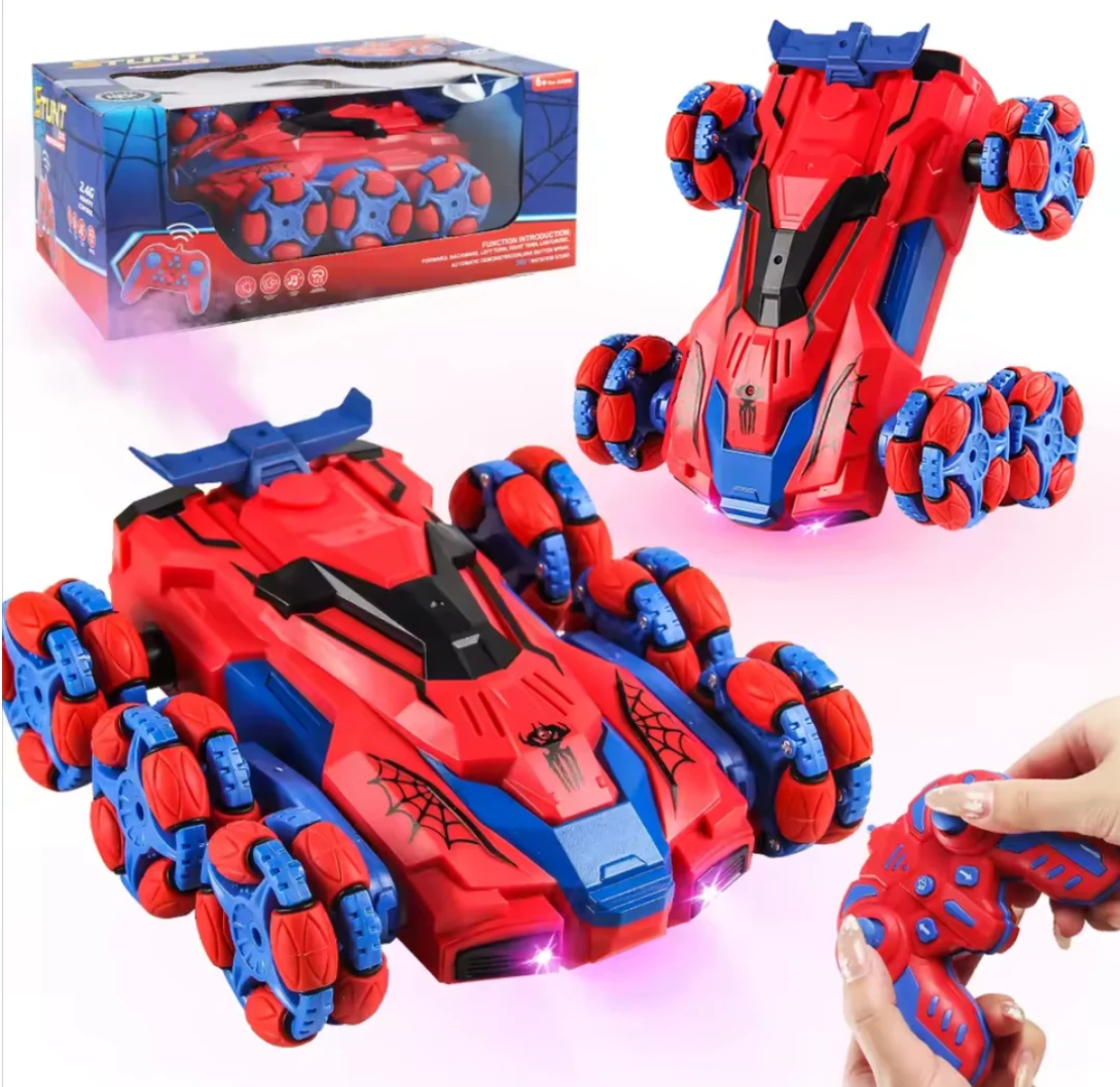 מכונית פעלולים על שלט בעיצוב ספיידרמן (Spider Stunt Car)