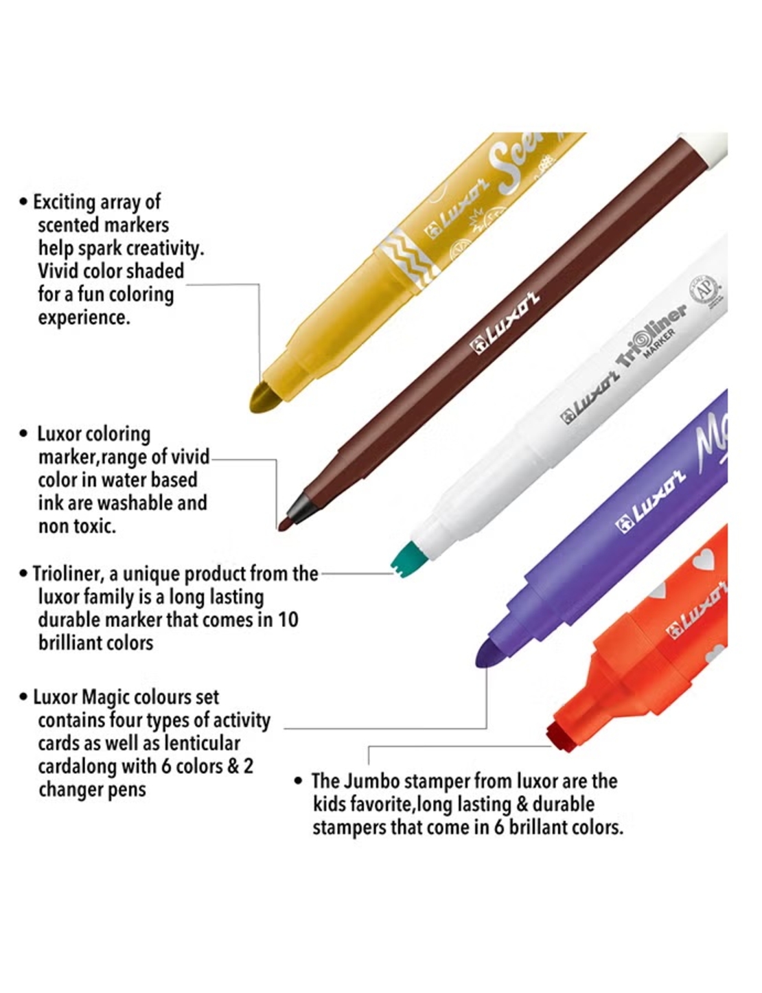 מארז 22 צבעי טוש Luxor