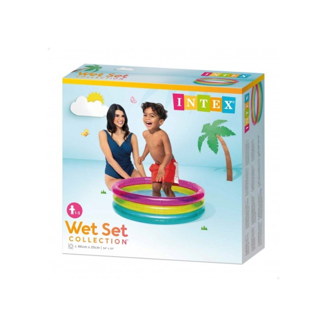 مسبح قوس قزح للأطفال والرضع، قطره 80/25 سم بثلاثة ألوان قوس قزح من إنتكس INTEX 57104