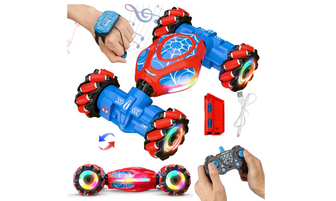 מכונית פעלולים על שלט בעיצוב ספיידרמן (360° Stunt Torsion Car / Super Car)