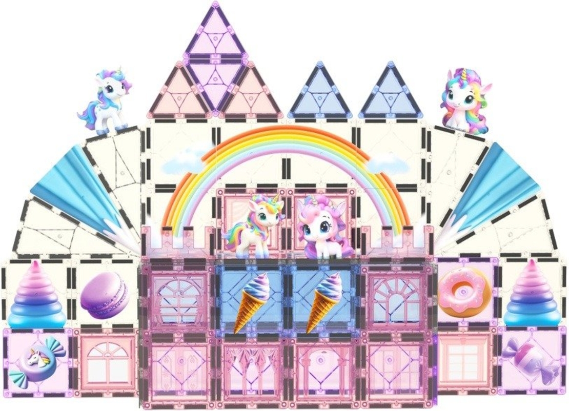 חלקי מגנט להרכבה בתלת מימד 100 חלקים Playmager - טירת הממתקים