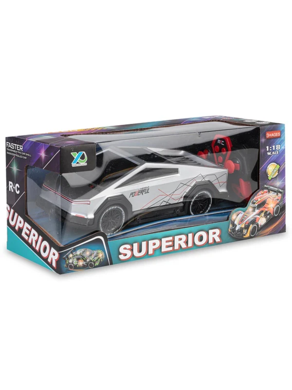 מכונית צעצוע על-שלט  בעיצוב טסלה סייברטראק (Tesla Cybertruck)