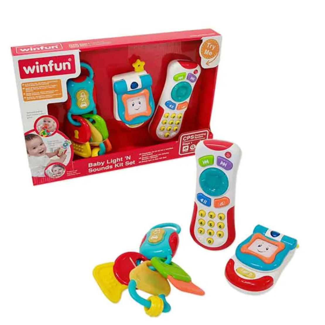 مجموعة خشخيشة الأطفال من WINFUN  مع الضوء والصوت