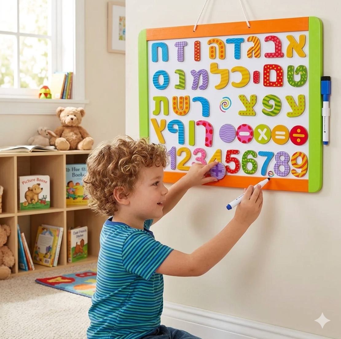 לוח תלייה מגנטי מחיק אותיות ומספרים - Pit Toys