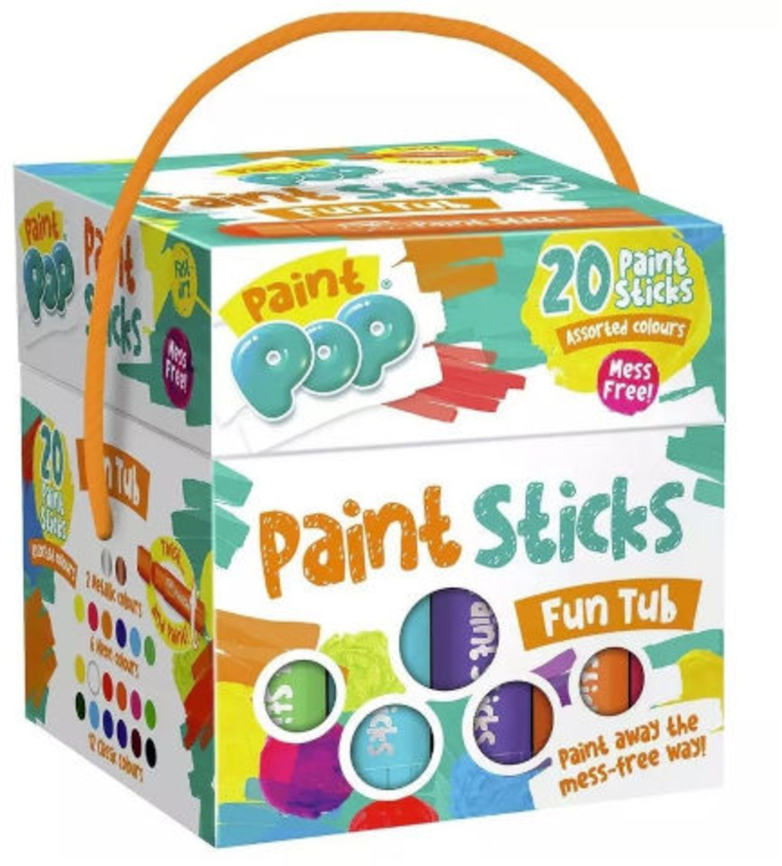 Paint POP Stick Pop يرسم للرسم على مجموعة متنوعة من الأسطح الخالية من الأوساخ للأطفال - 20 وحدة في مكعب بمقبض