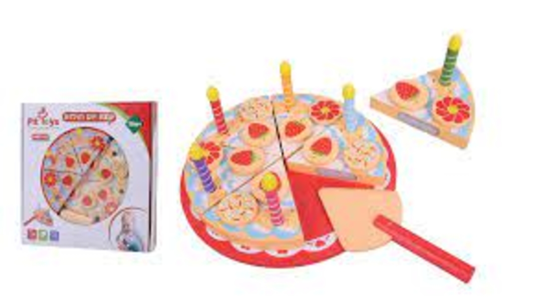 עוגת יום הולדת עם תוספות ונרות מעץ 26 חלקים