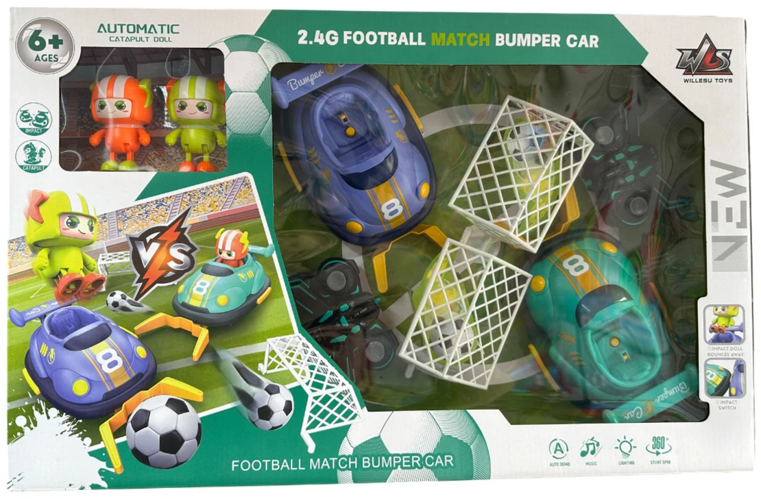 מכונית מתנגשות עם שלט רחוק של כדורגל