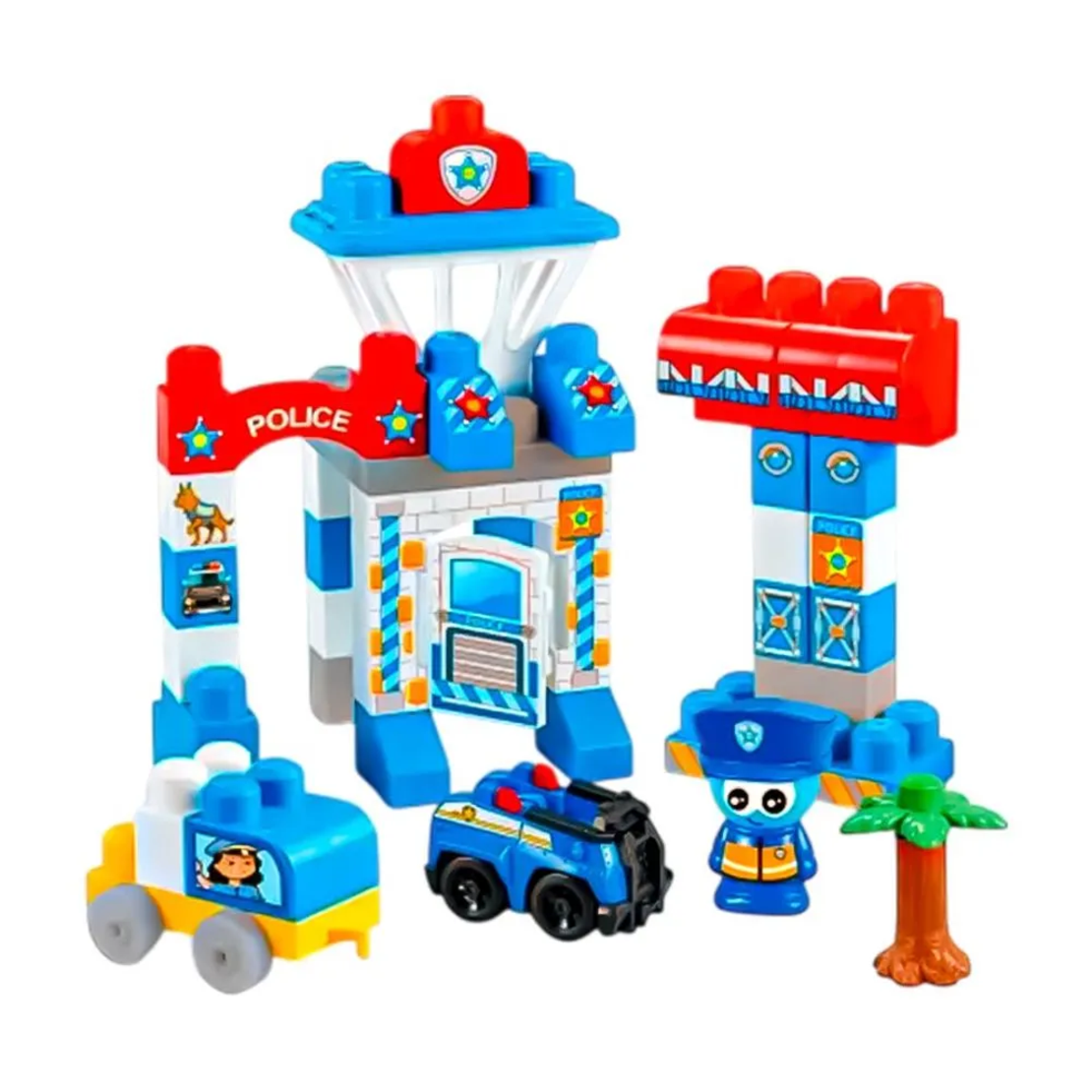 مجموعة مكعبات بناء الشرطة، 50 قطعة  بلاستيك