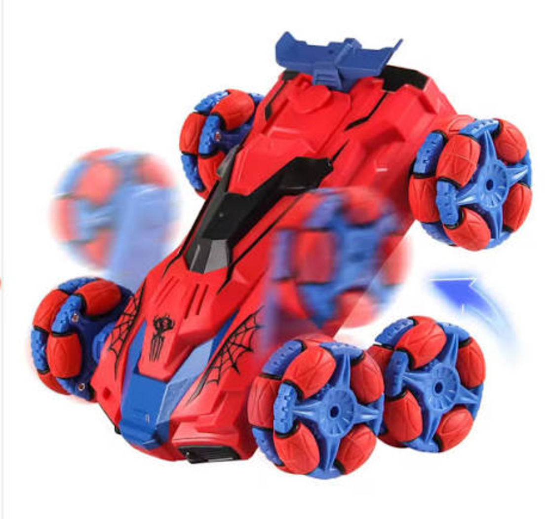 מכונית פעלולים על שלט בעיצוב ספיידרמן (Spider Stunt Car)
