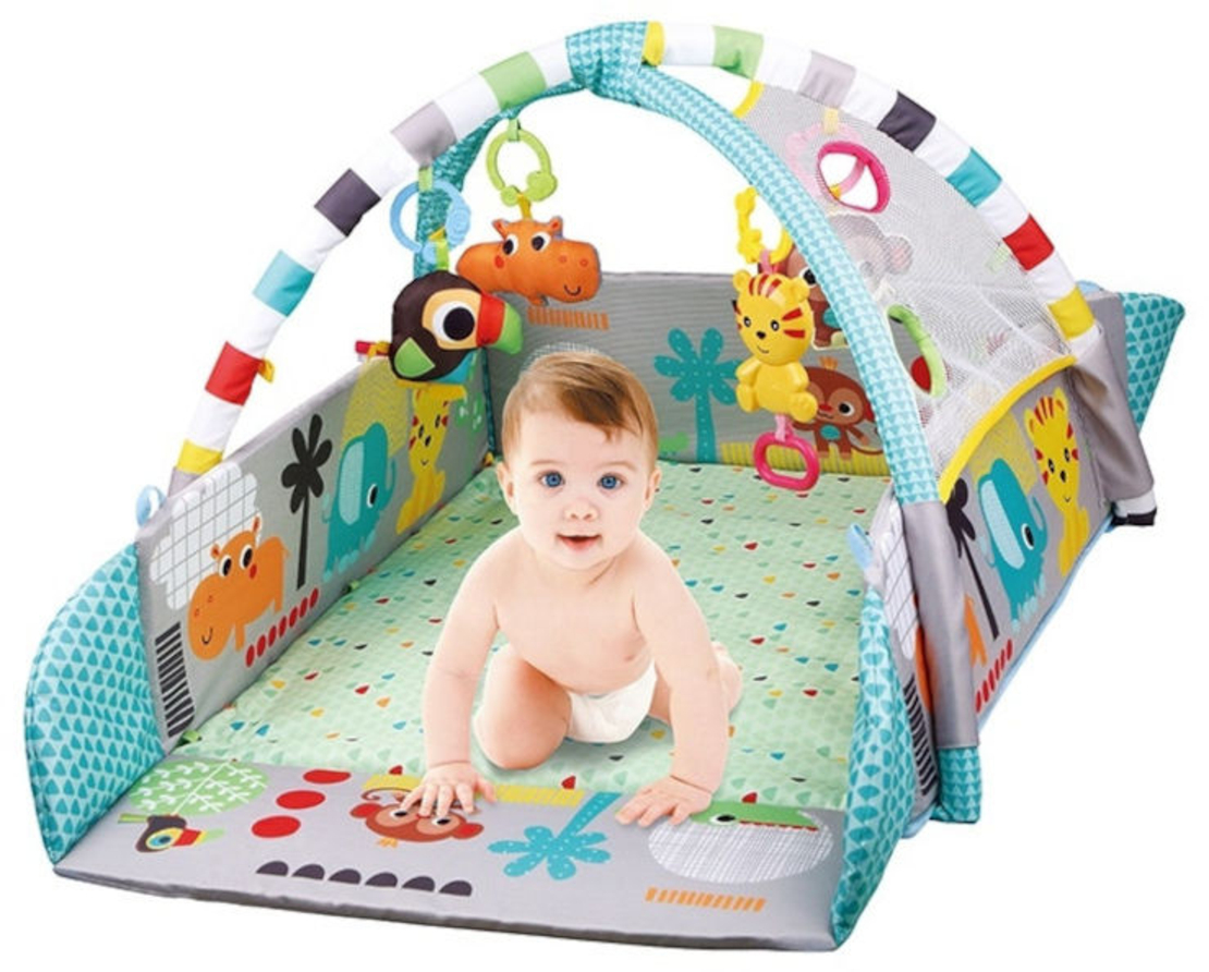 משטח פעילות ואוניברסיטה עם דפנות ניתנות לסגירה + מגוון צעצועים ו 30 כדורי פלסטיק - צבעוני