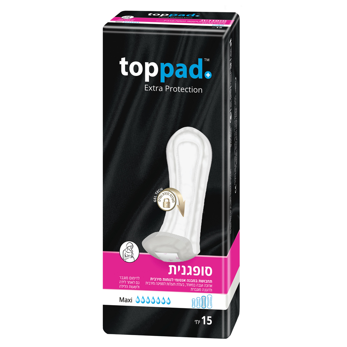 TOPPAD סופגנית מקסי   15 יחידות