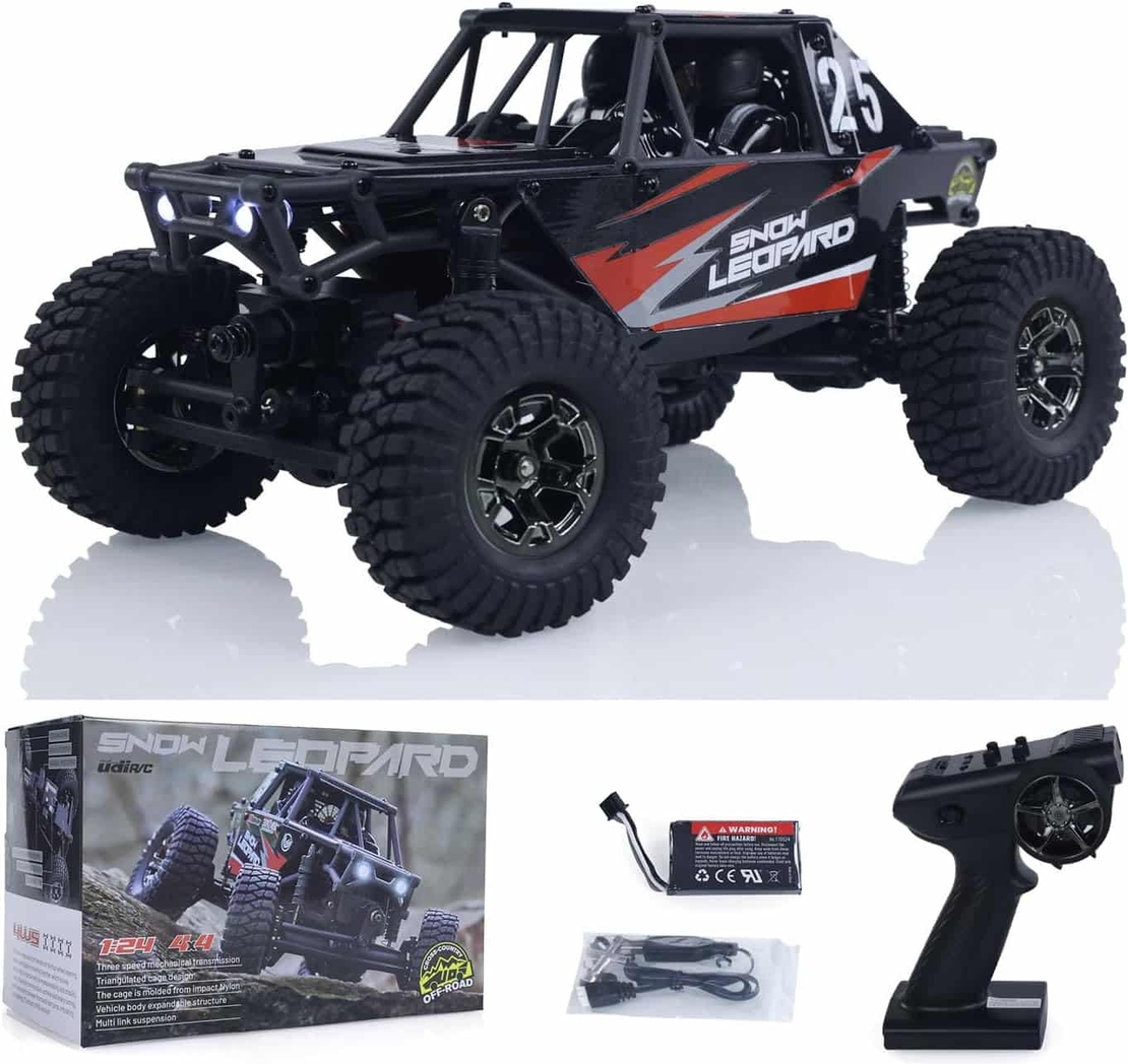 מכונית זחלן UCX2405PRO 1/24 4X4 Rc Crawler, 2S Battery, RTR אדום