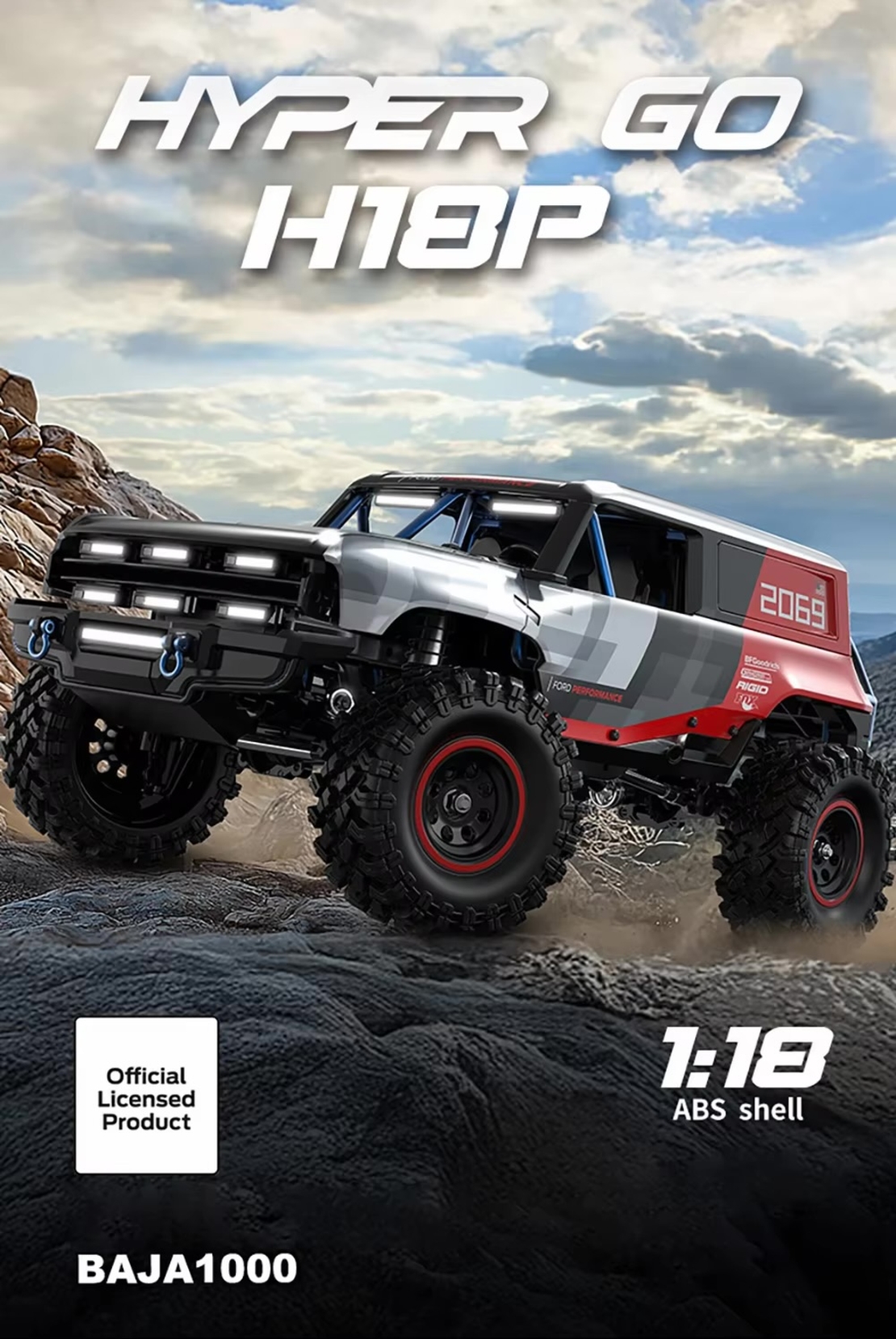 מכונית זחלן ברונקו – MJX H18P Ford Bronco Brushless 1:18th Scale Crawler 2S LiPo