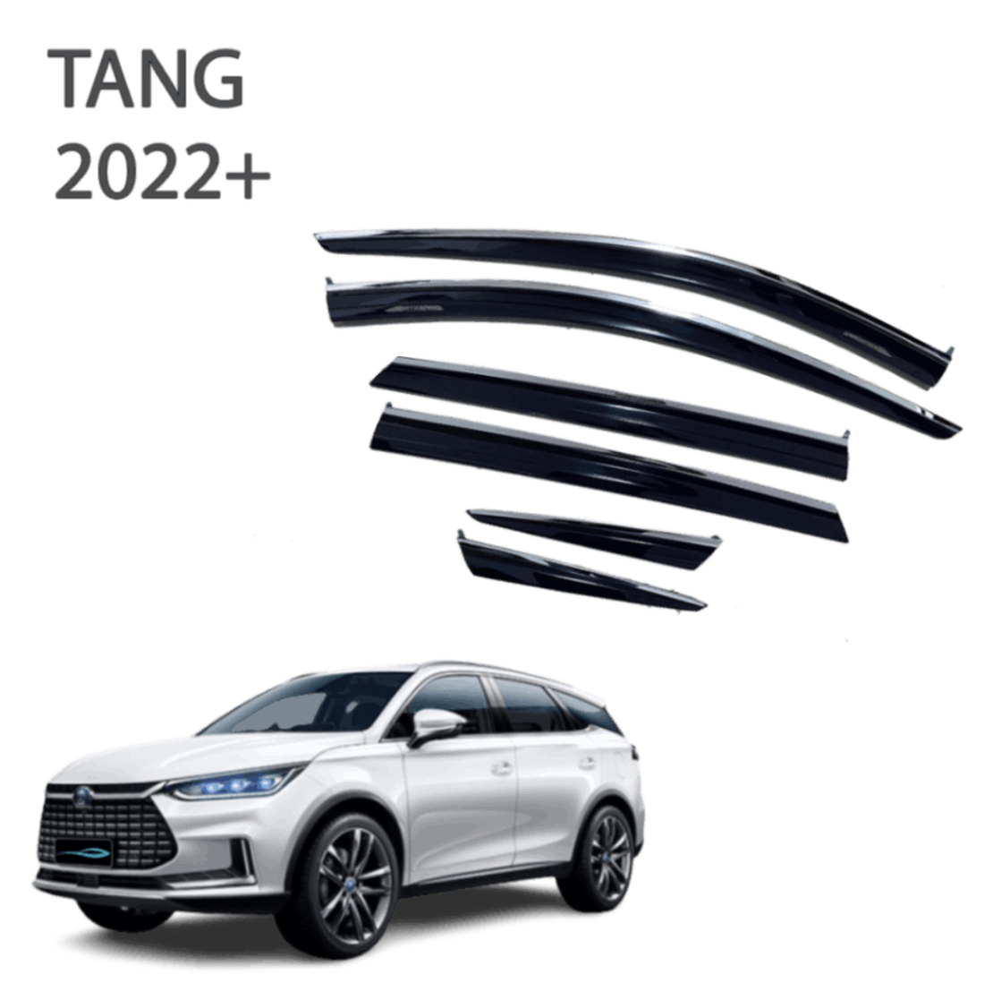 מגני רוח בהדבקה Falcon ל- BYD Tang משנת 2022 + עם פס ניקל סט 6 חלקים