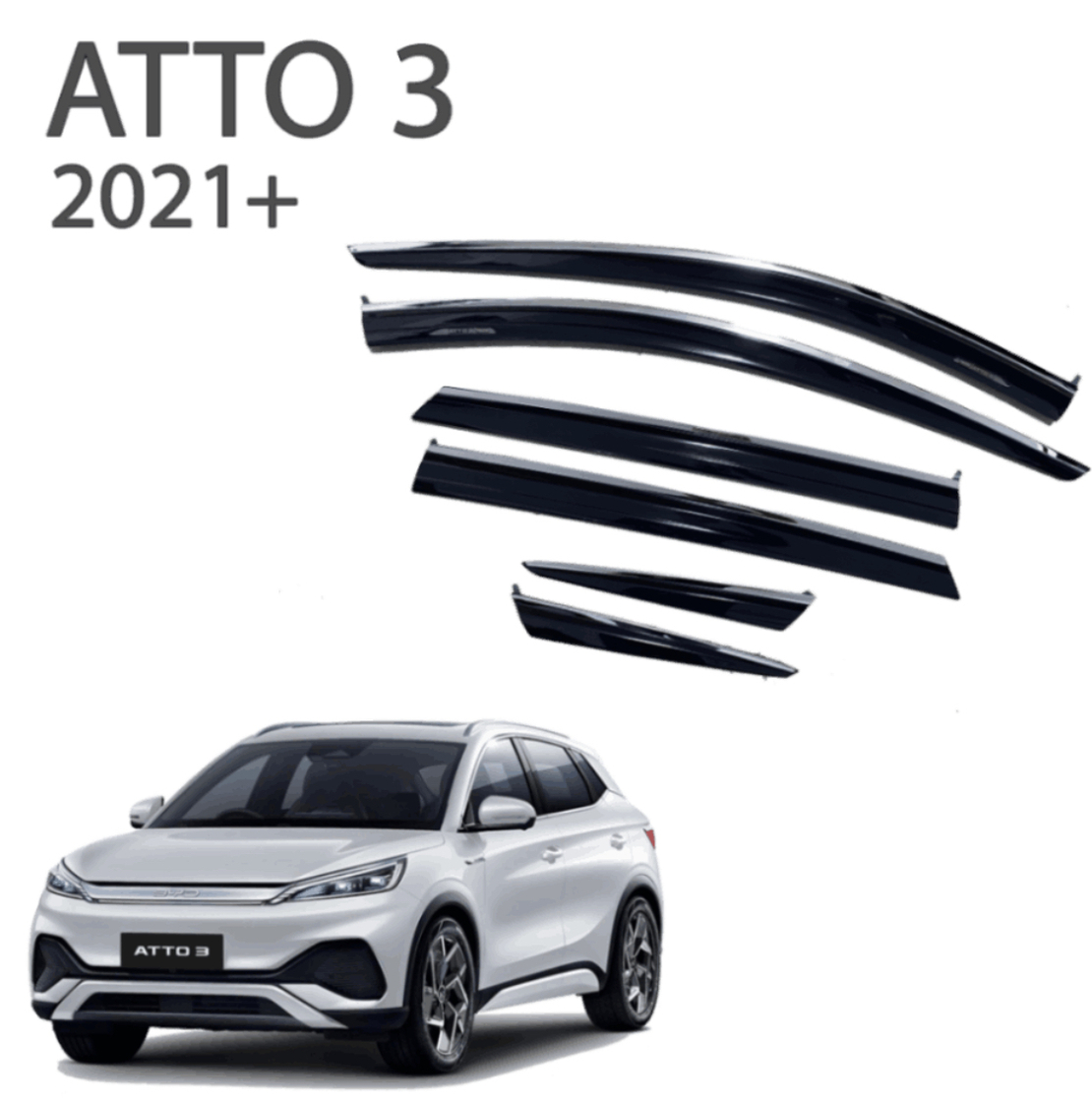 מגני רוח בהדבקה Falcon ל- BYD Atto3 משנת 2021 + עם פס ניקל סט 6 חלקים