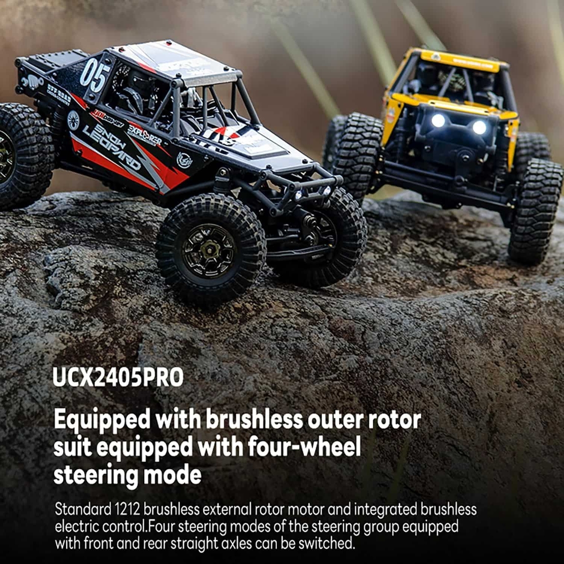 מכונית זחלן UCX2405PRO 1/24 4X4 Rc Crawler, 2S Battery, RTR אדום
