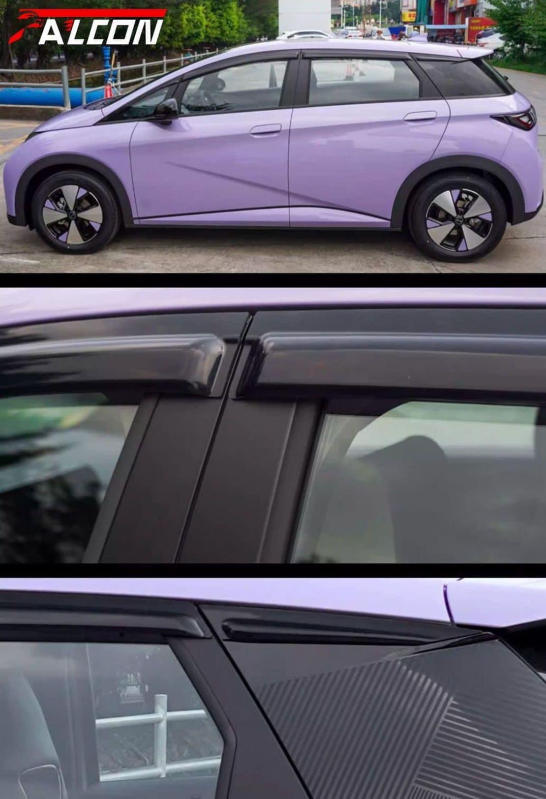 מגני רוח בהדבקה Falcon ל BYD Dolphin משנת 2022 + סט 8 חלקים