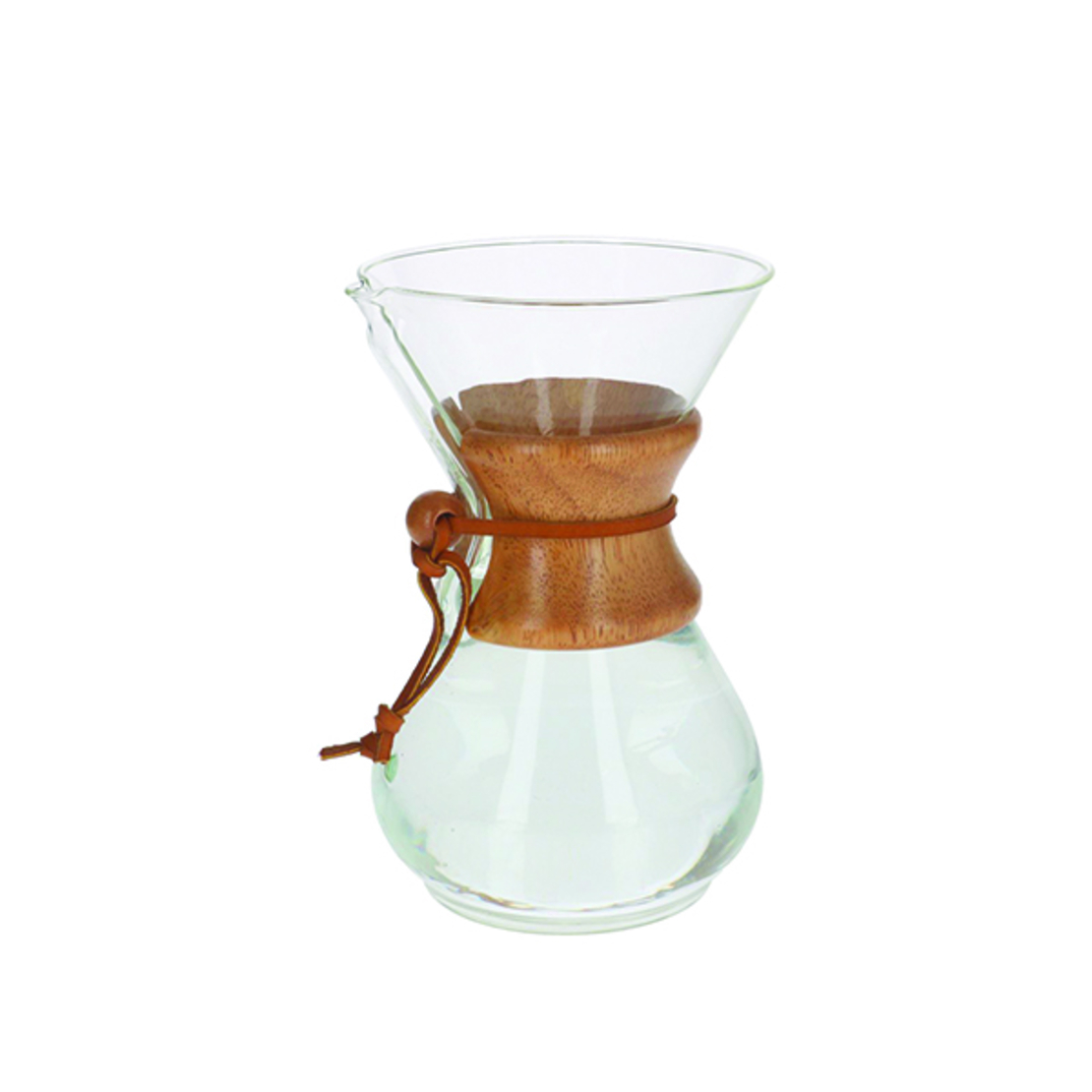 כד זכוכית CHEMEX עם חבק עץ להכנת קפה מסנן פילטר 6 כוסות