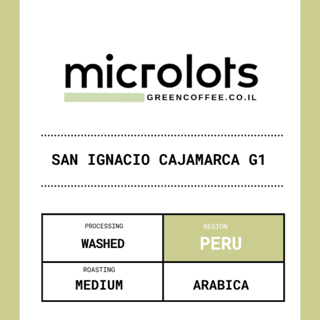 פולי קפה פרו - חד זני - San Ignacio Cajamarca G1 Washed