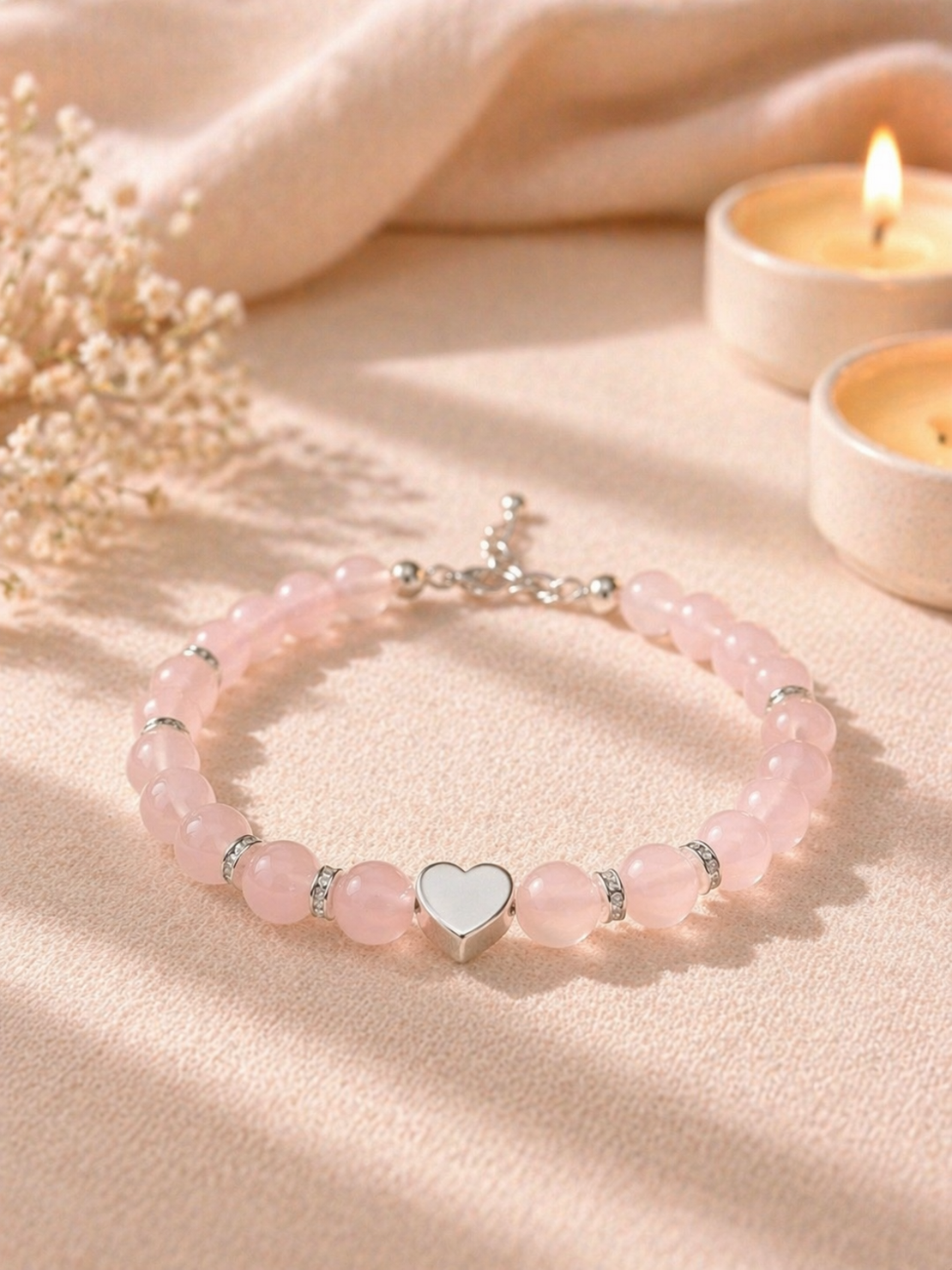 צמיד אבן רוז קוורץ