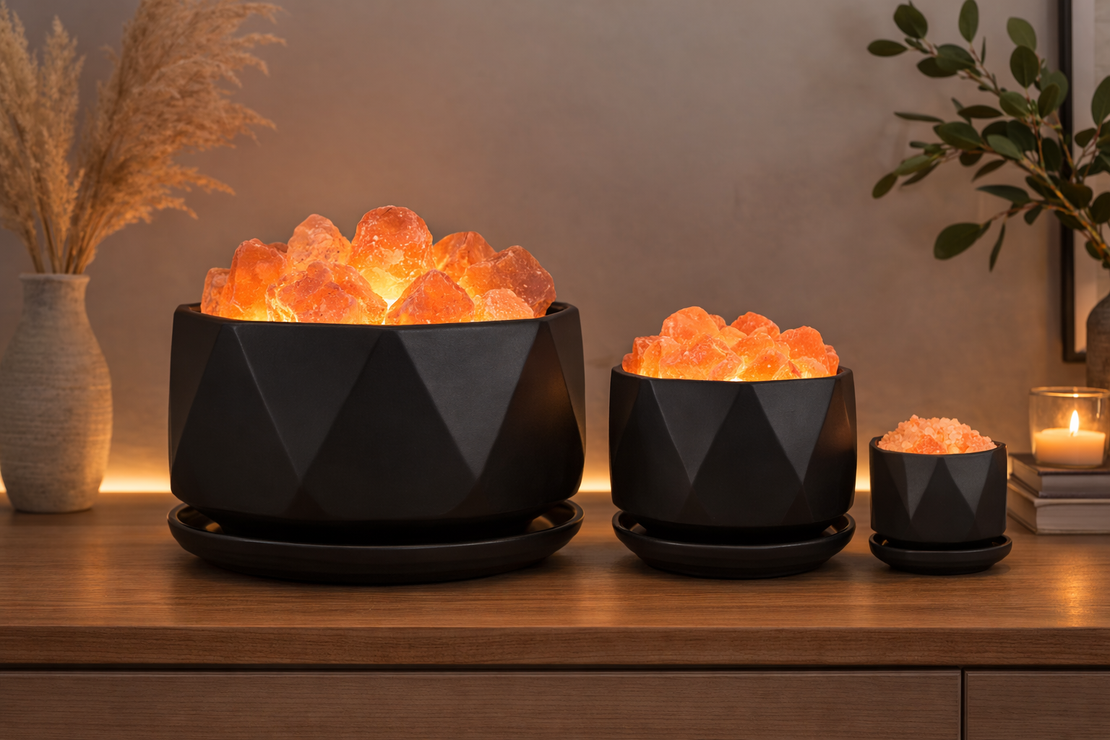 סט שלישיית מנורות מלח הימלאיה