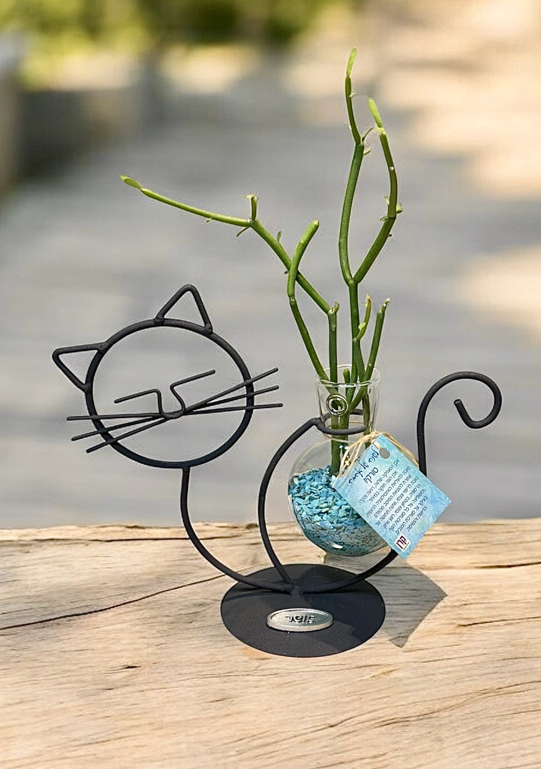 מעמד דקורטיבי חתול בשילוב אבני הקריסטל