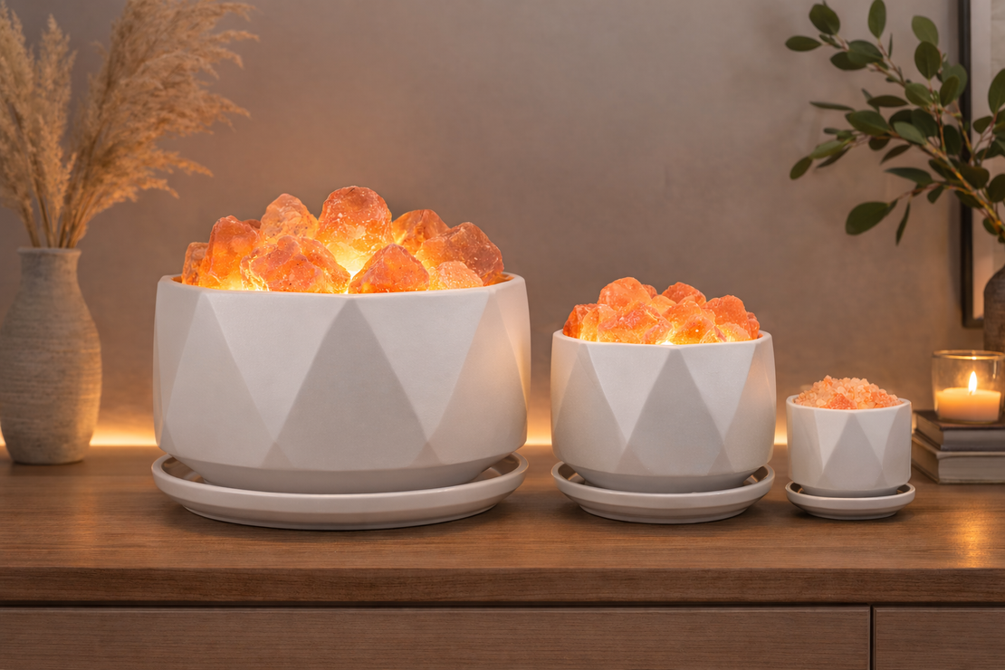 סט שלישיית מנורות מלח הימלאיה