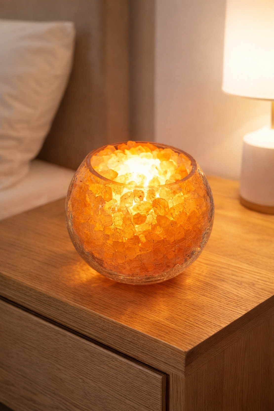 מנורת מלח בכלי זכוכיות