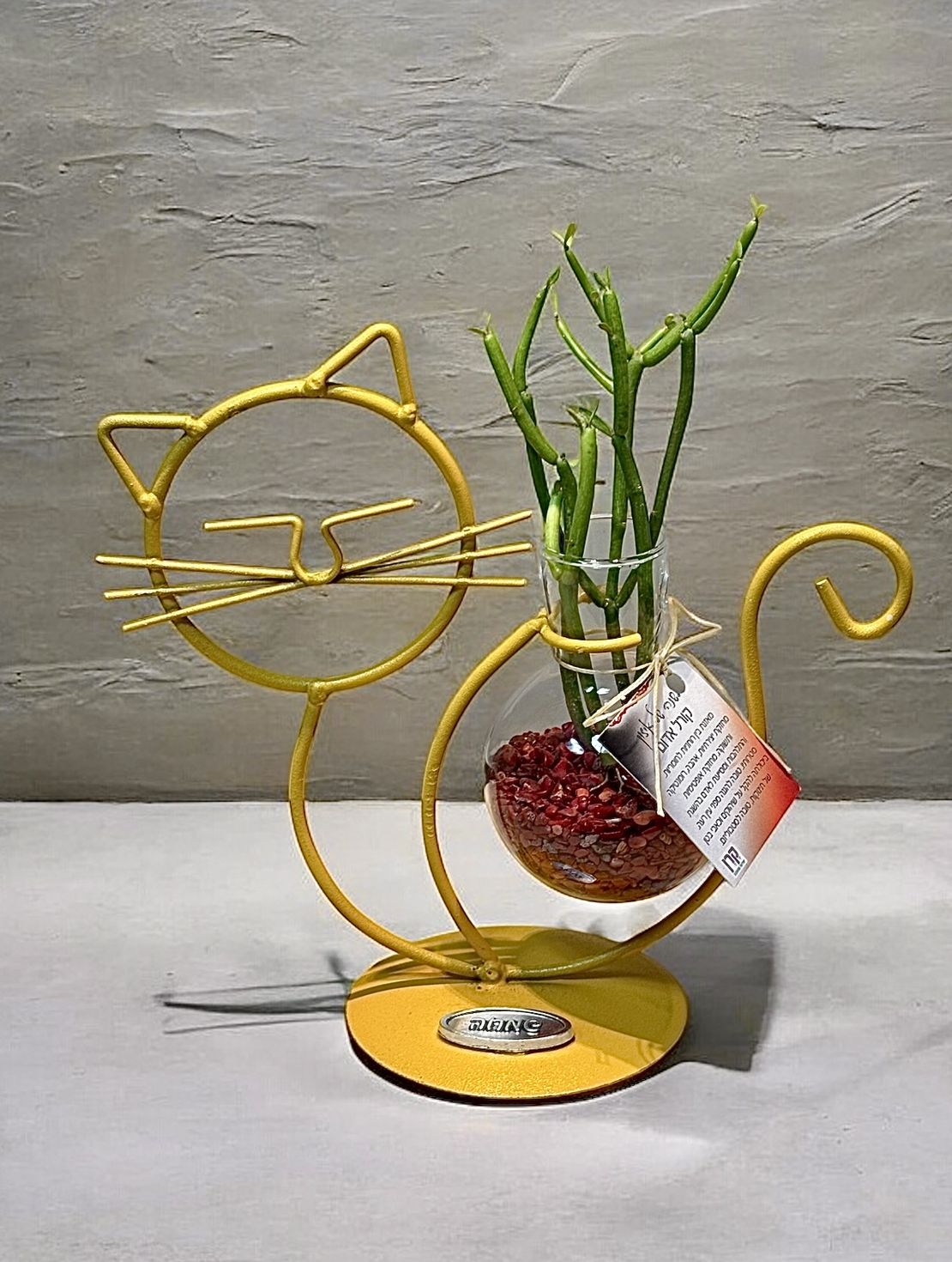 מעמד דקורטיבי חתול בשילוב אבני הקריסטל