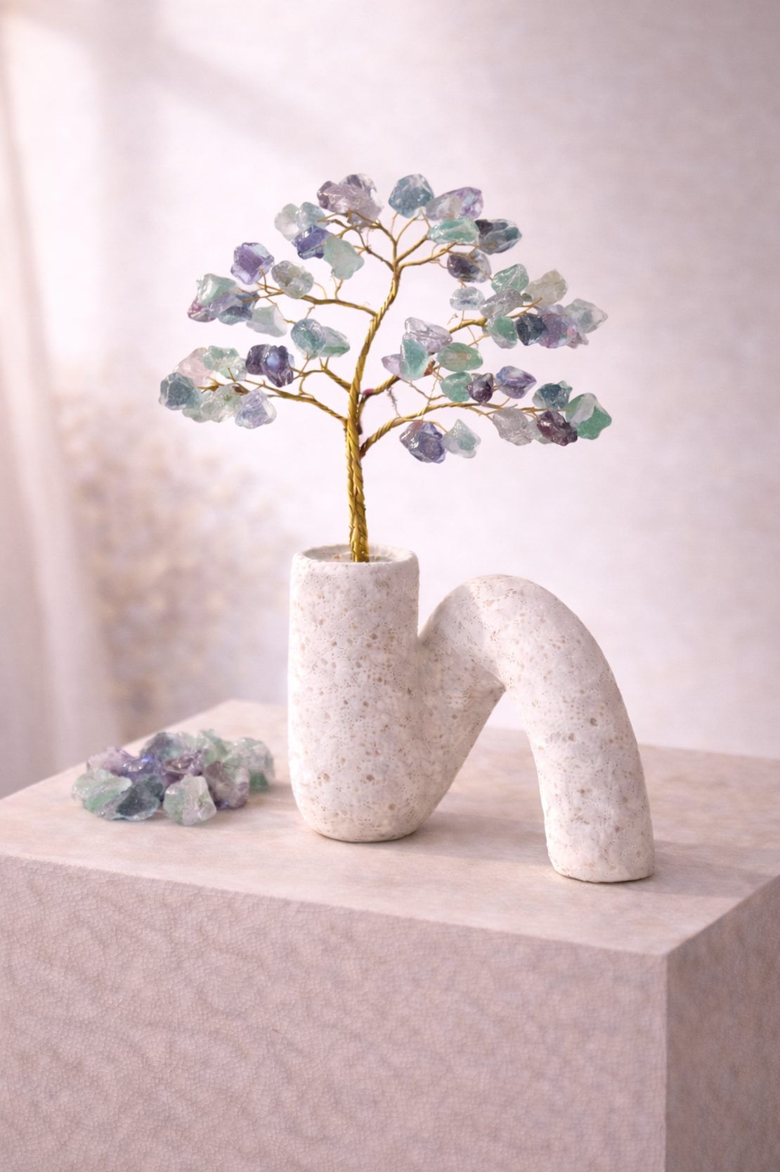 עץ קריסטלים דקורטיבי במבחר אבנים טבעיו