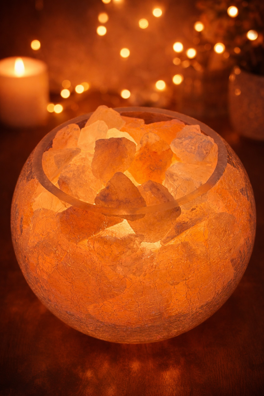 מנורת מלח בכלי זכוכית ענק