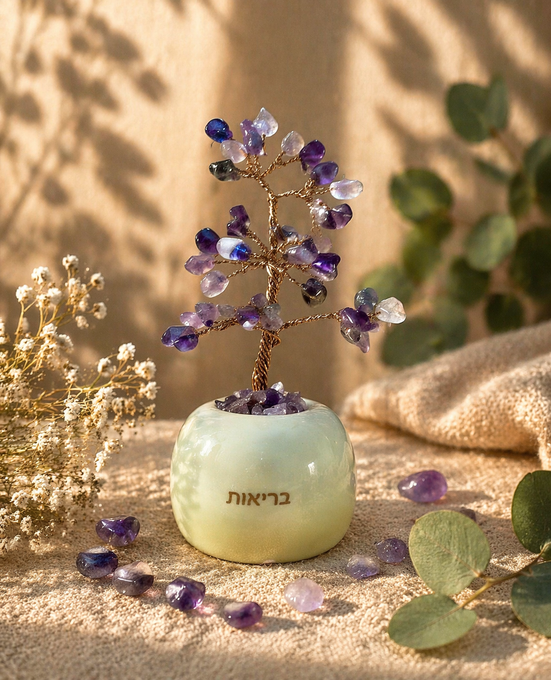 עץ התפוח בשילוב אבני הקריסטל