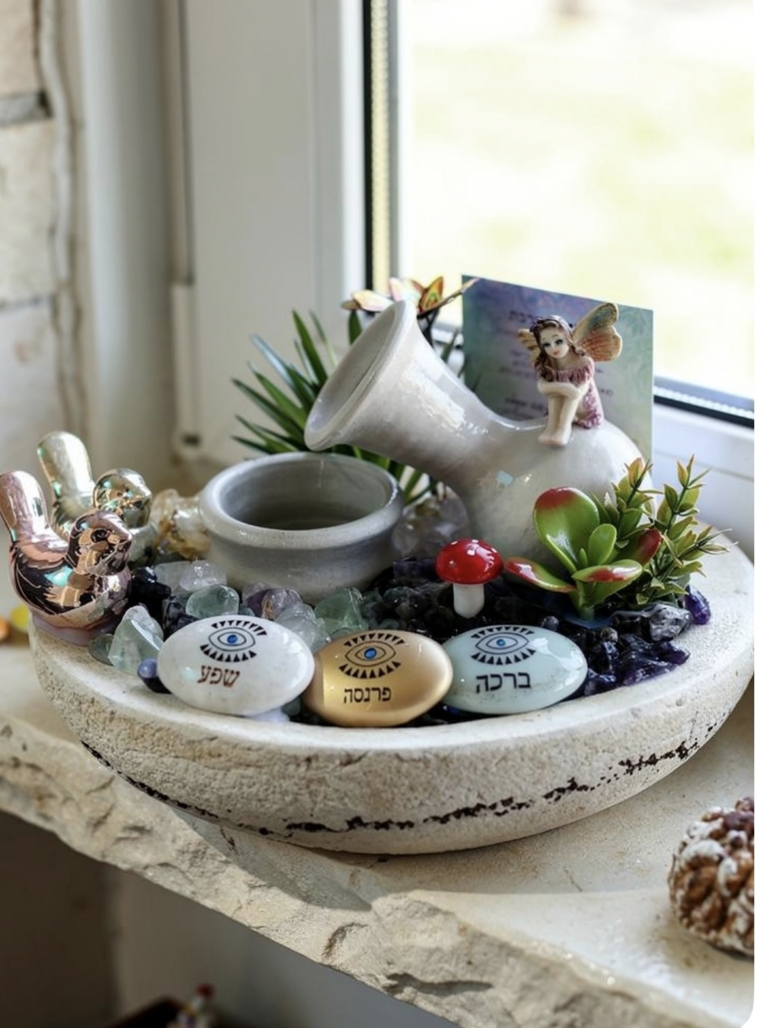 מזרקה עגולה גדולה מעורבת אוניקס ופלואורייט