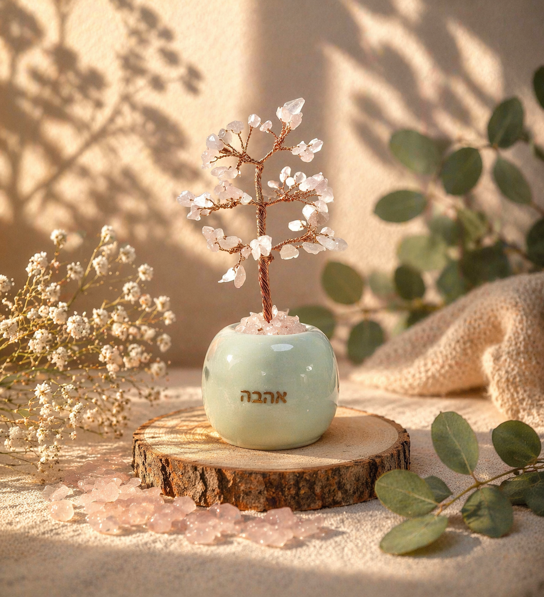 עץ התפוח בשילוב אבני הקריסטל