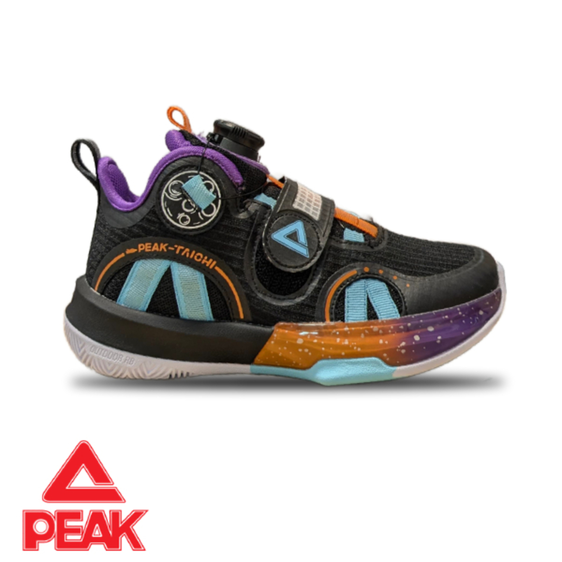 נעלי כדורסל PEAK ילדים שחור טורקיז כתום