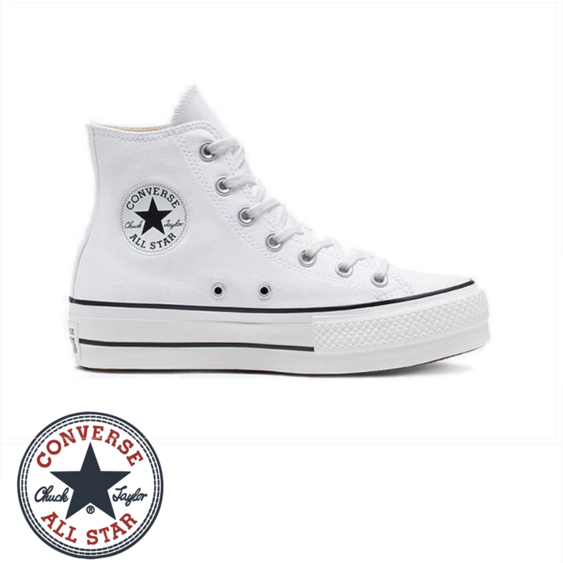 CONVERSE ALLSTAR CHUCK TAYLOR LIFT אולסטאר פלטפורמה גבוה לבן