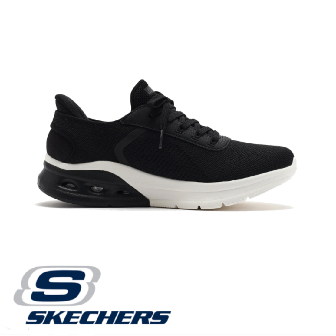 SKECHERS SLIP IN Bobs Arc Waves 2.0 סקצ'רס סליפ אין נשים שחור לבן