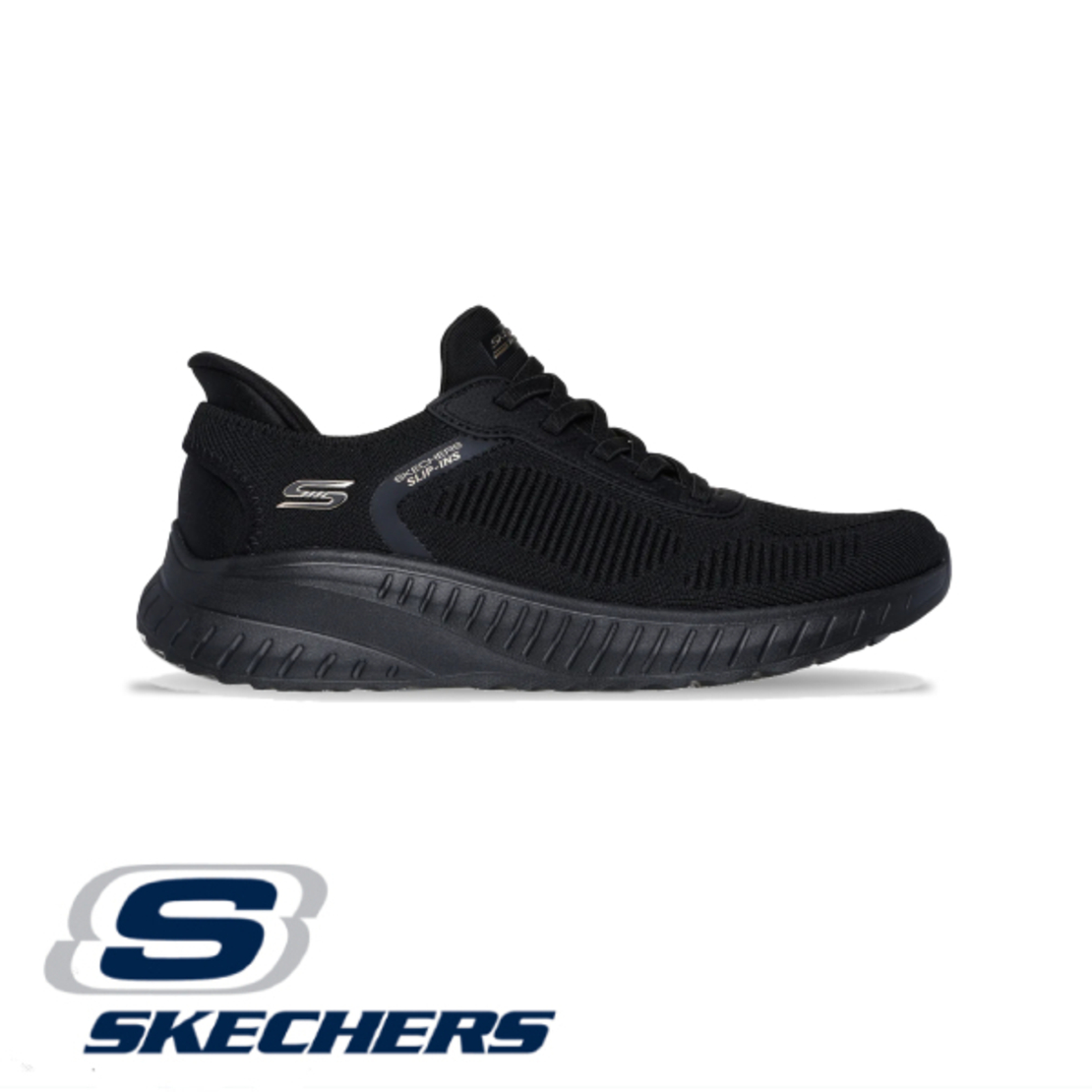 SKECHERS SLIP IN BOBS SPORT סקצ'רס סליפ אין נשים רחב שחור