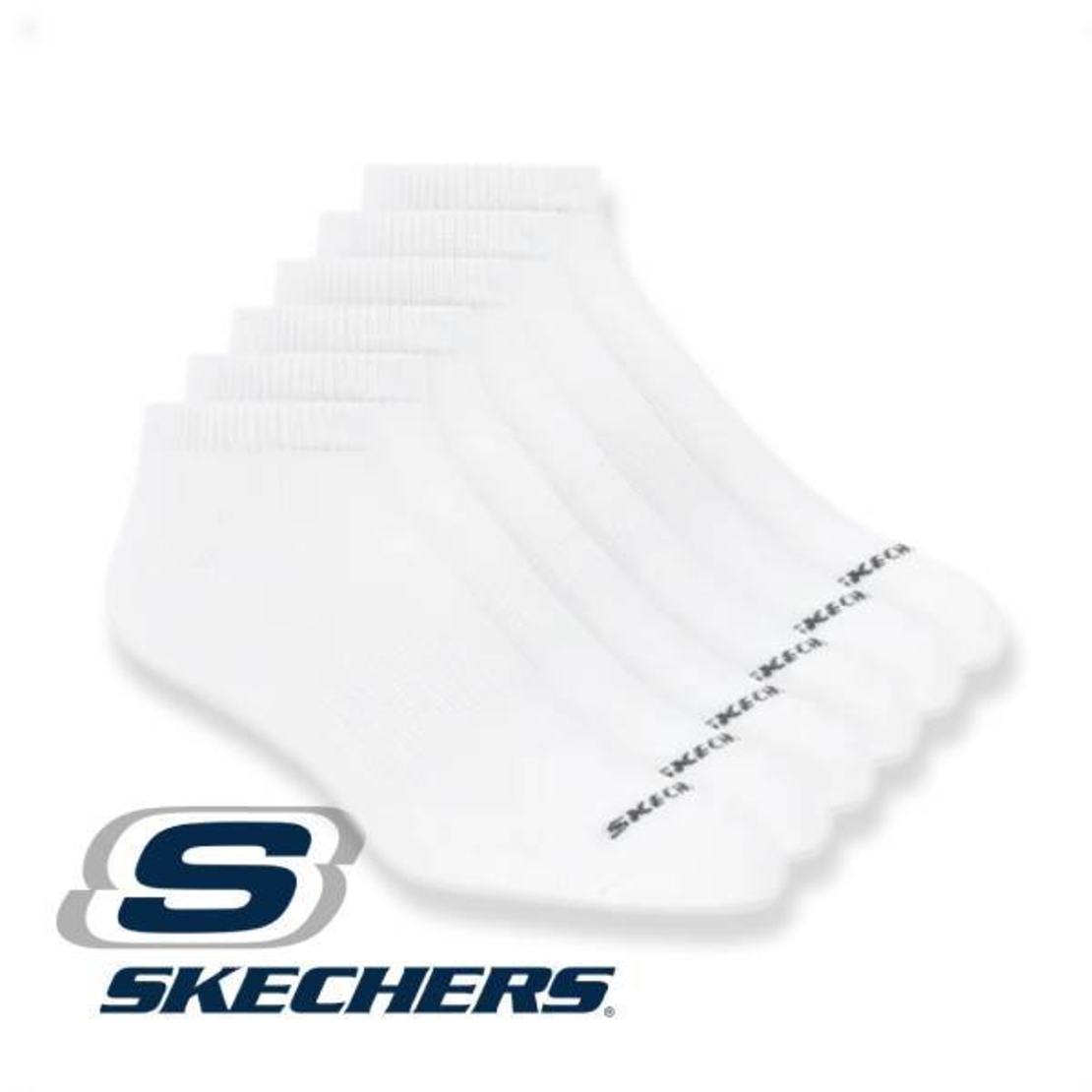 שישיית גרביים סקצ'רס נמוכות יוניסקס (41-46) לבן