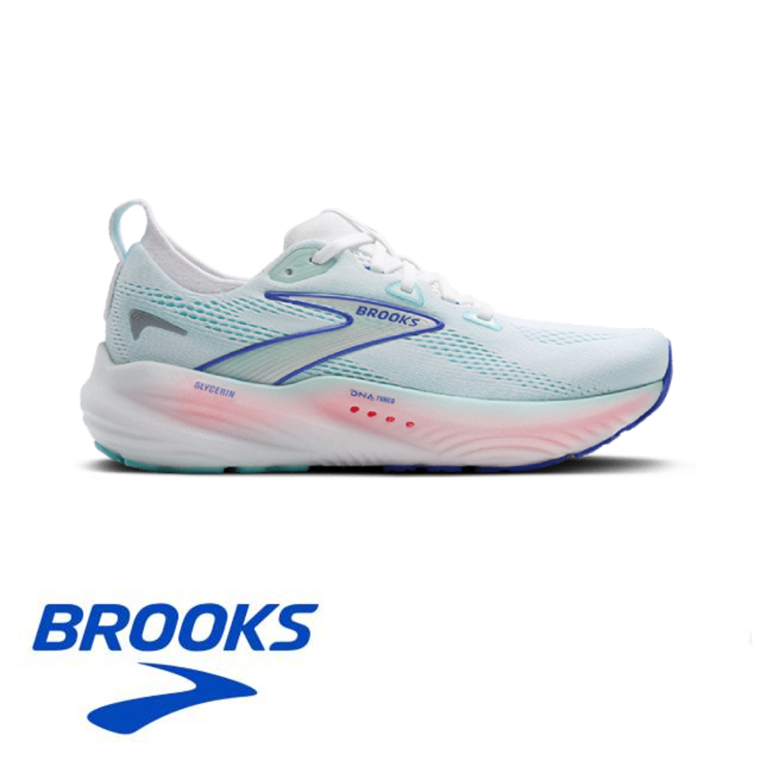 BROOKS GLYCERIN 22 WIDE ברוקס נשים לבן תכלת ורוד