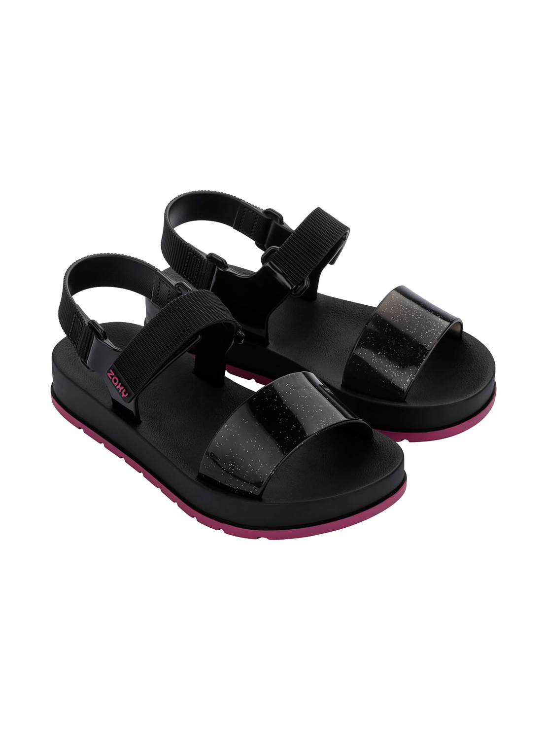 סנדלי גומי לילדות ZAXY זקסי שחור ורוד