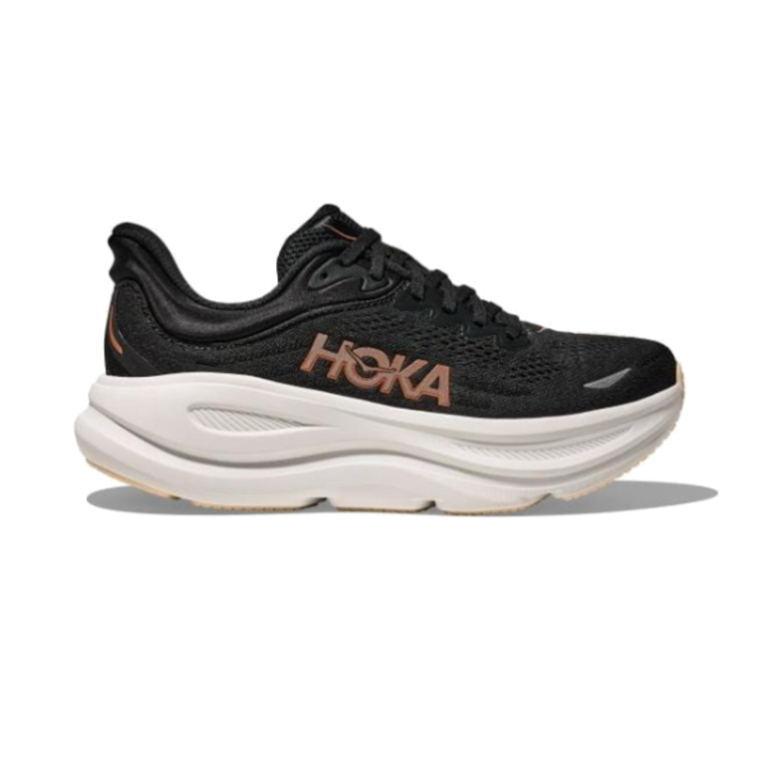 HOKA BONDI 9 הוקה נשים שחור לבן רוז גולד