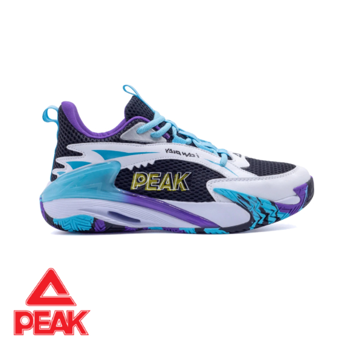 נעלי כדורסל PEAK פיק נוער - לבן סגול תכלת