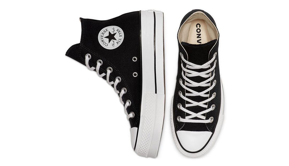 CONVERSE ALLSTAR CHUCK TAYLOR LIFT אולסטאר פלטפורמה גבוה שחור לבן